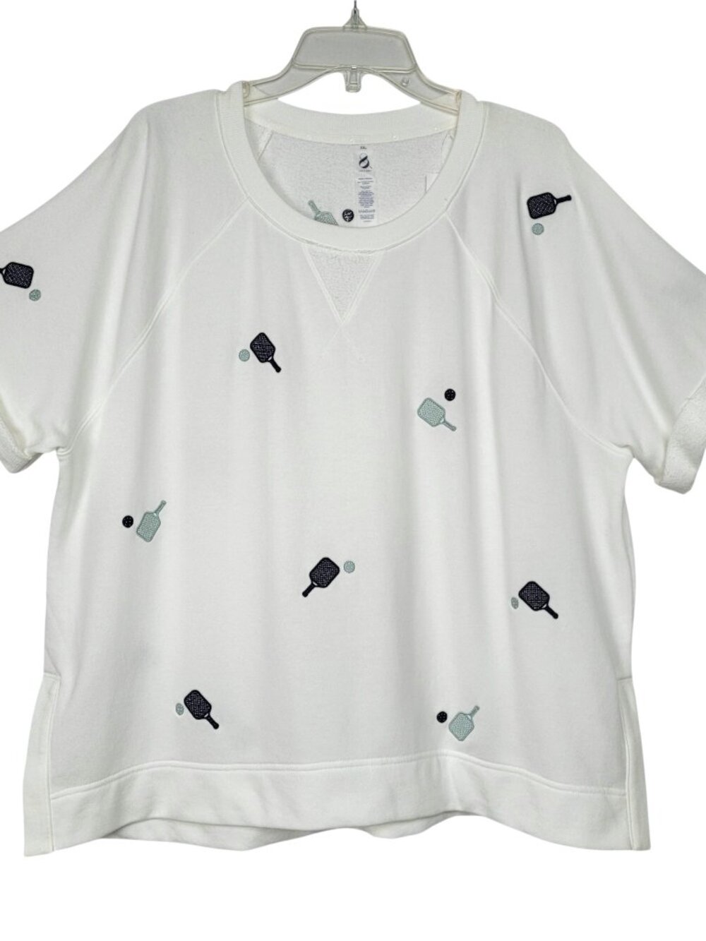 Lou & Grey Sweatshirt Top Women's XXL White Pickleball Embroidered Athleisure